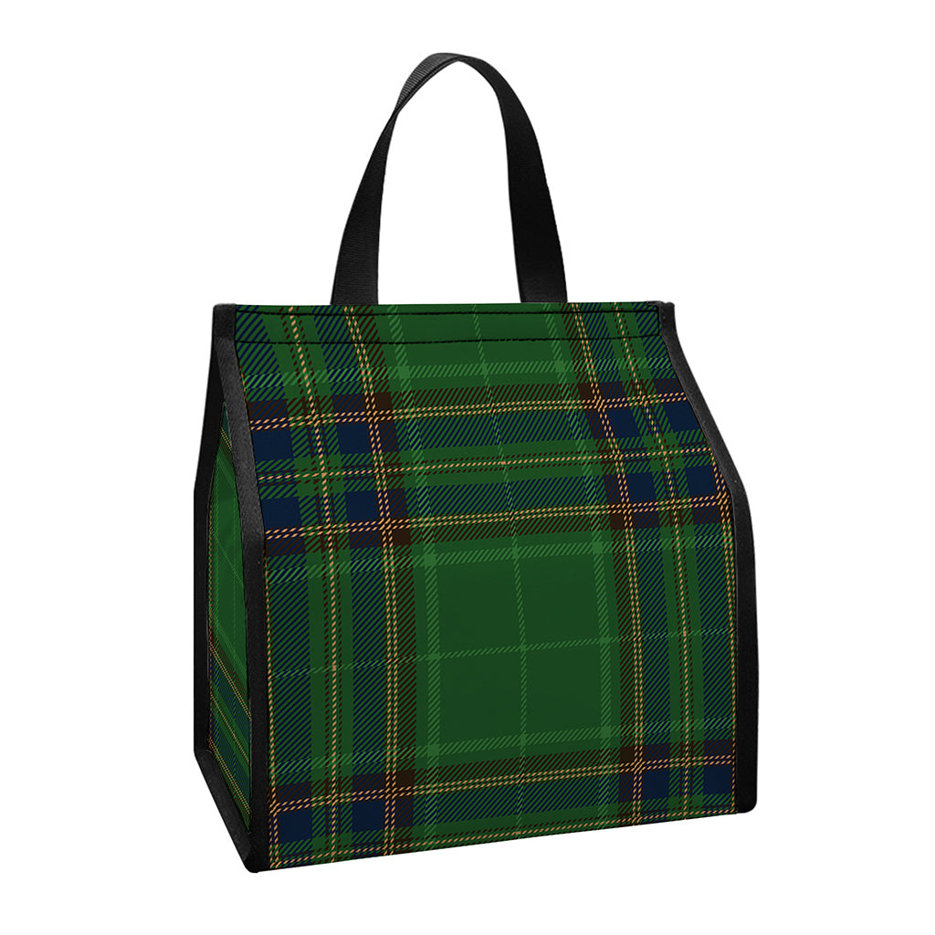 Green And Blue Stewart Tartan Print Insulated Lunch Tote