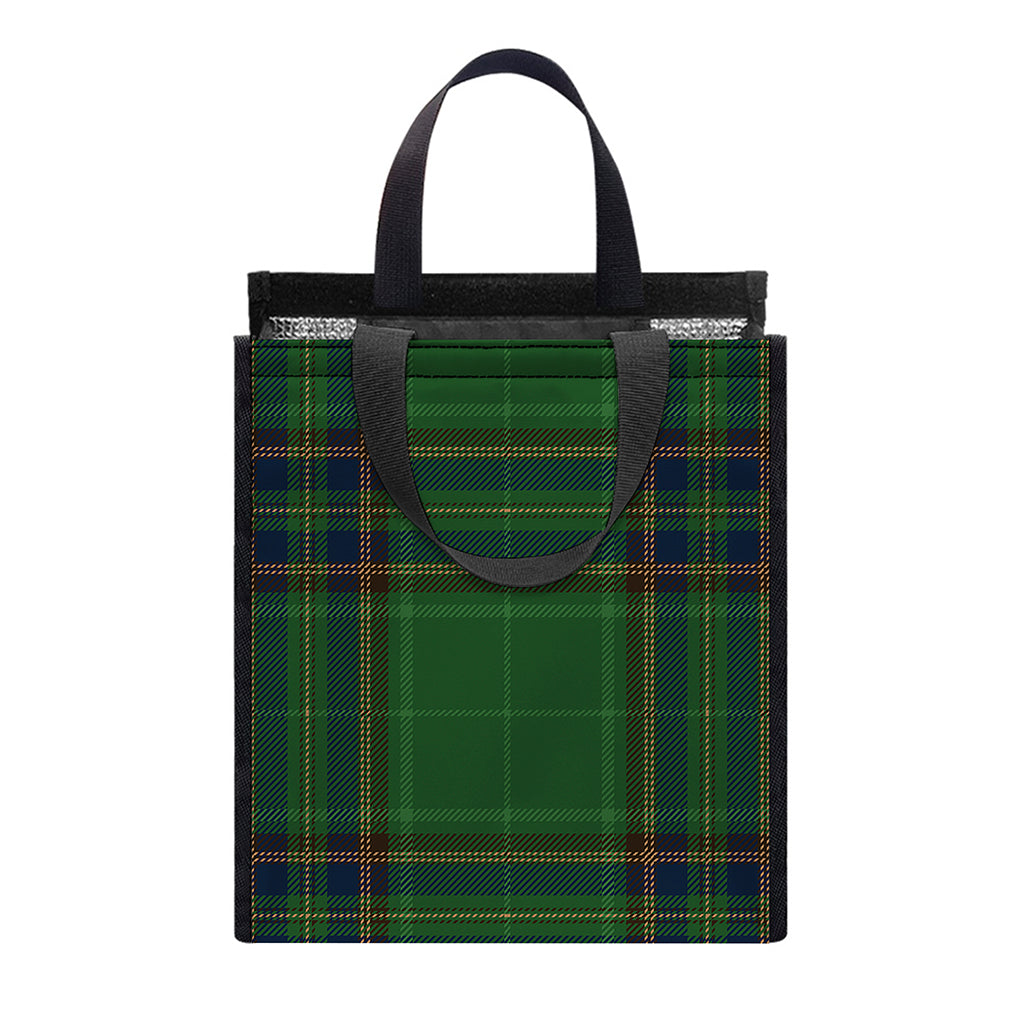 Green And Blue Stewart Tartan Print Insulated Lunch Tote