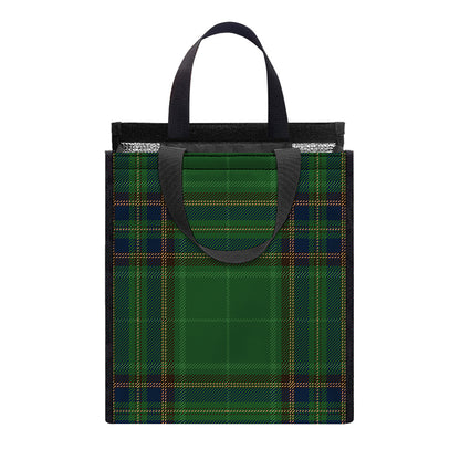 Green And Blue Stewart Tartan Print Insulated Lunch Tote