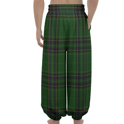 Green And Blue Stewart Tartan Print Lantern Pants