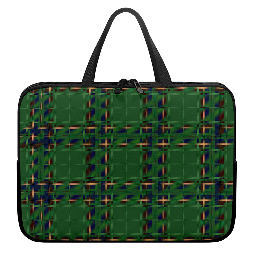 Green And Blue Stewart Tartan Print Laptop Sleeve With Handle