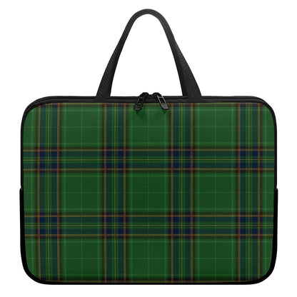 Green And Blue Stewart Tartan Print Laptop Sleeve With Handle