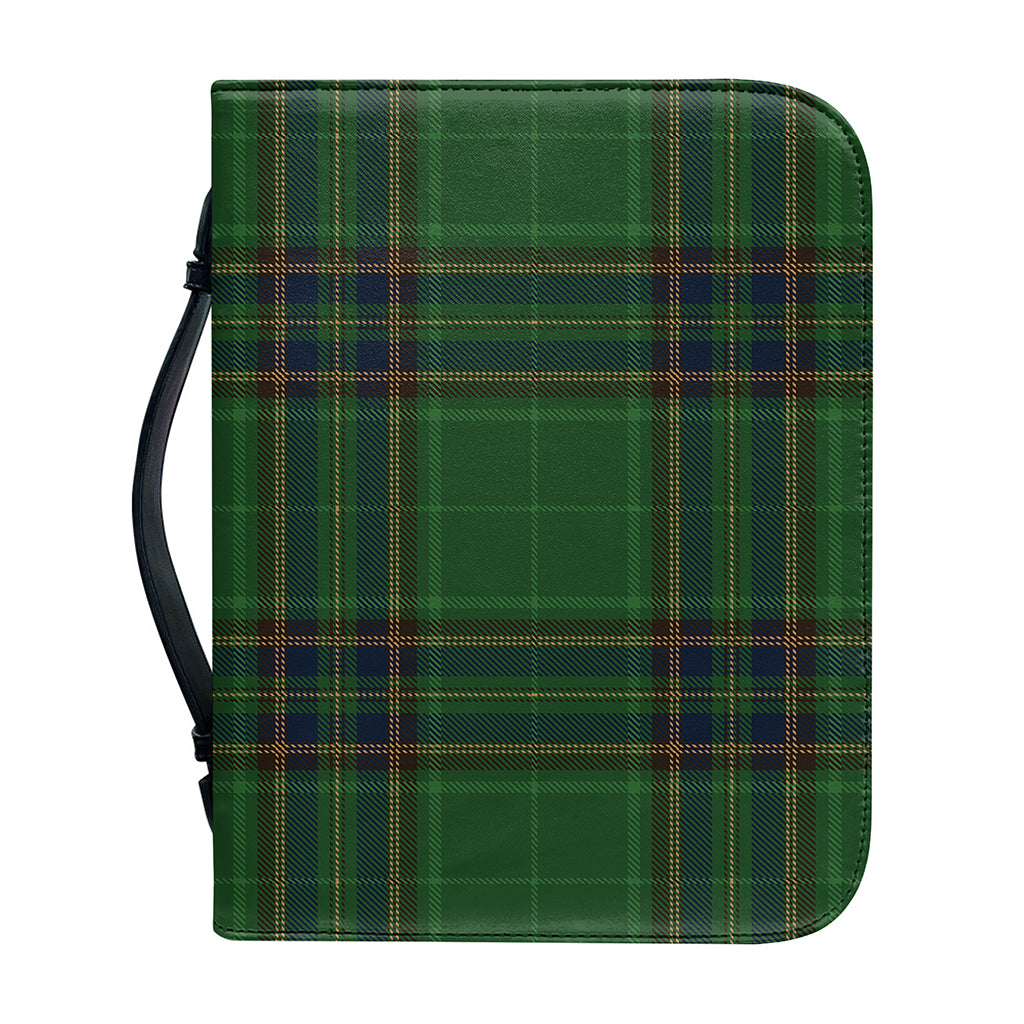 Green And Blue Stewart Tartan Print Leather Bible Cover