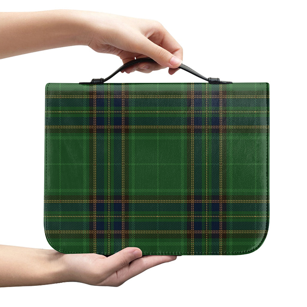 Green And Blue Stewart Tartan Print Leather Bible Cover