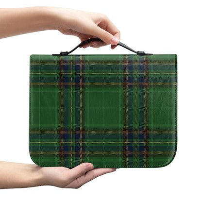 Green And Blue Stewart Tartan Print Leather Bible Cover