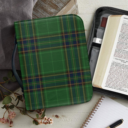 Green And Blue Stewart Tartan Print Leather Bible Cover