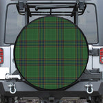 Green And Blue Stewart Tartan Print Leather Spare Tire Cover