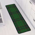 Green And Blue Stewart Tartan Print Long Kitchen Mat