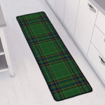 Green And Blue Stewart Tartan Print Long Kitchen Mat