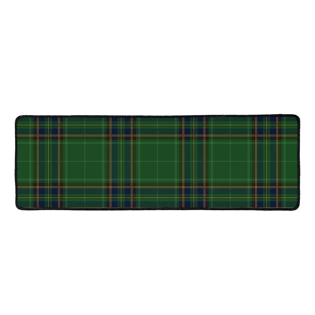 Green And Blue Stewart Tartan Print Long Kitchen Mat