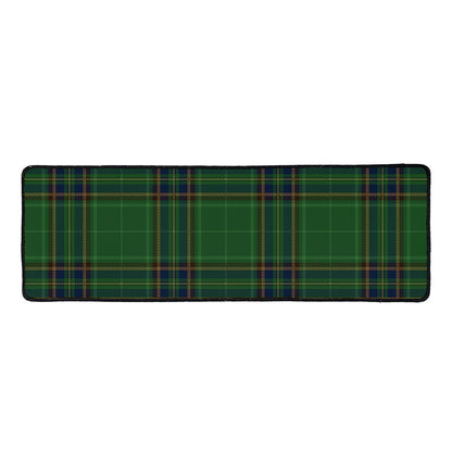 Green And Blue Stewart Tartan Print Long Kitchen Mat