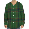 Green And Blue Stewart Tartan Print Long Sleeve Baseball Jersey
