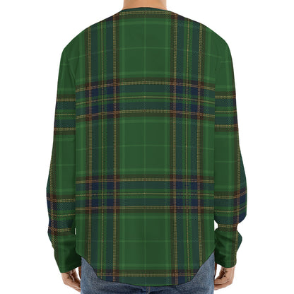 Green And Blue Stewart Tartan Print Long Sleeve Baseball Jersey