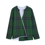 Green And Blue Stewart Tartan Print Long Sleeve Short Coat