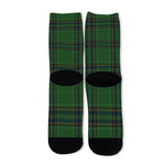 Green And Blue Stewart Tartan Print Long Socks