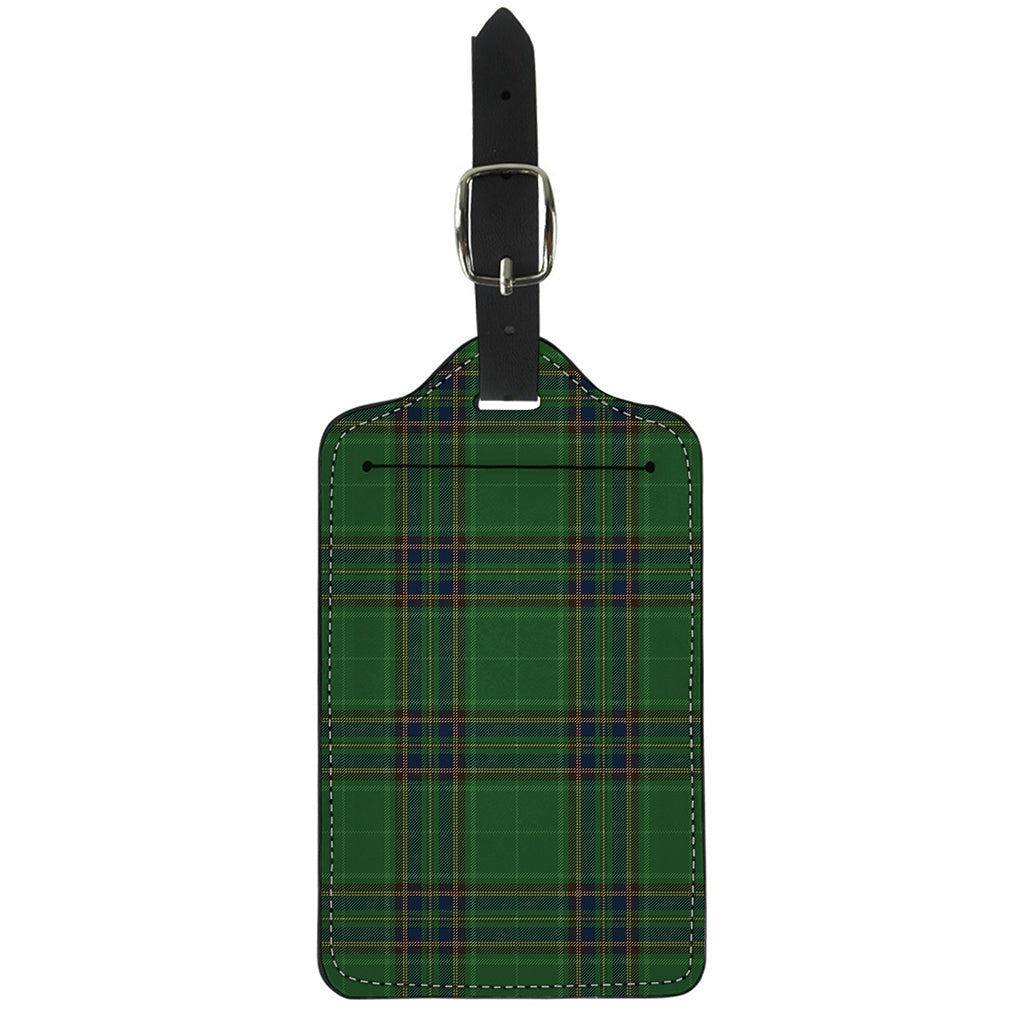 Green And Blue Stewart Tartan Print Luggage Tag