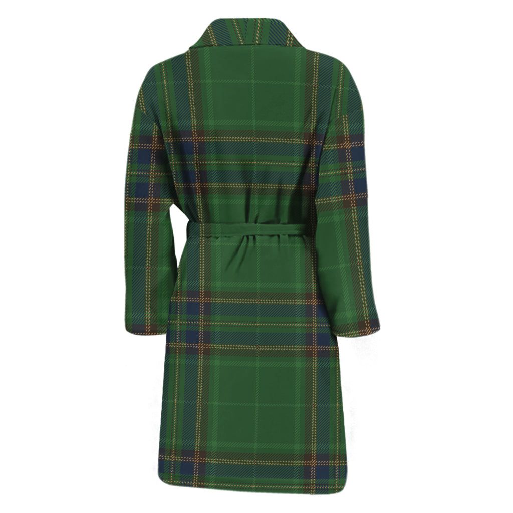 Green And Blue Stewart Tartan Print Men's Bathrobe