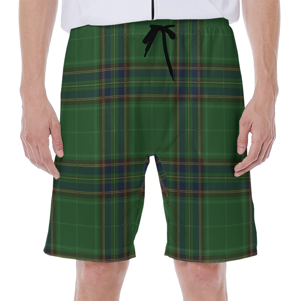 Green And Blue Stewart Tartan Print Men's Beach Shorts