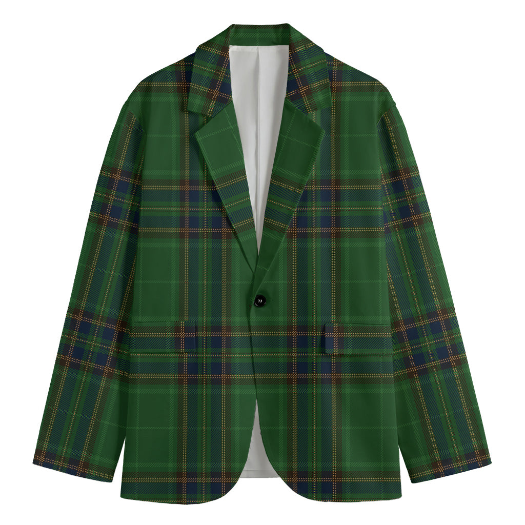 Green And Blue Stewart Tartan Print Men's Blazer