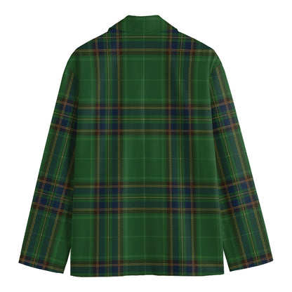 Green And Blue Stewart Tartan Print Men's Blazer