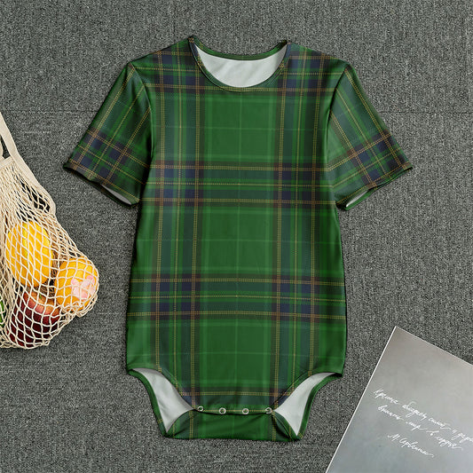 Green And Blue Stewart Tartan Print Men's Bodysuit