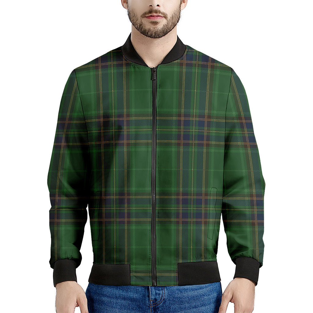 Green And Blue Stewart Tartan Print Men's Bomber Jacket