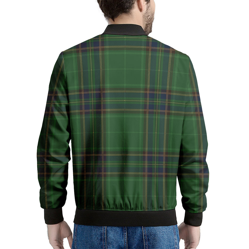 Green And Blue Stewart Tartan Print Men's Bomber Jacket