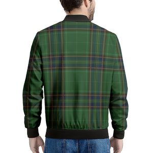 Green And Blue Stewart Tartan Print Men's Bomber Jacket