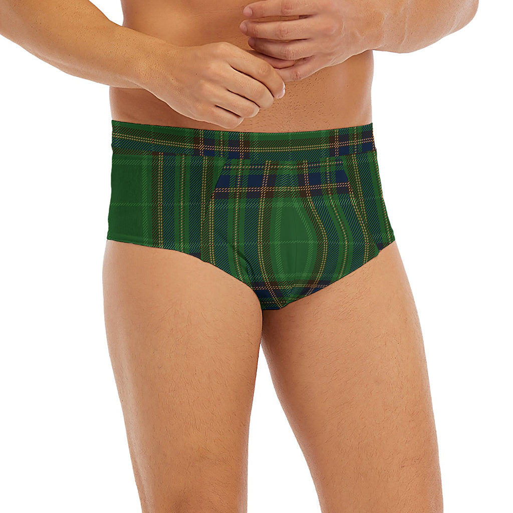 Green And Blue Stewart Tartan Print Men's Briefs