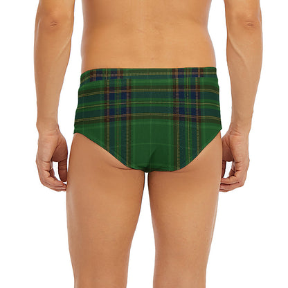 Green And Blue Stewart Tartan Print Men's Briefs