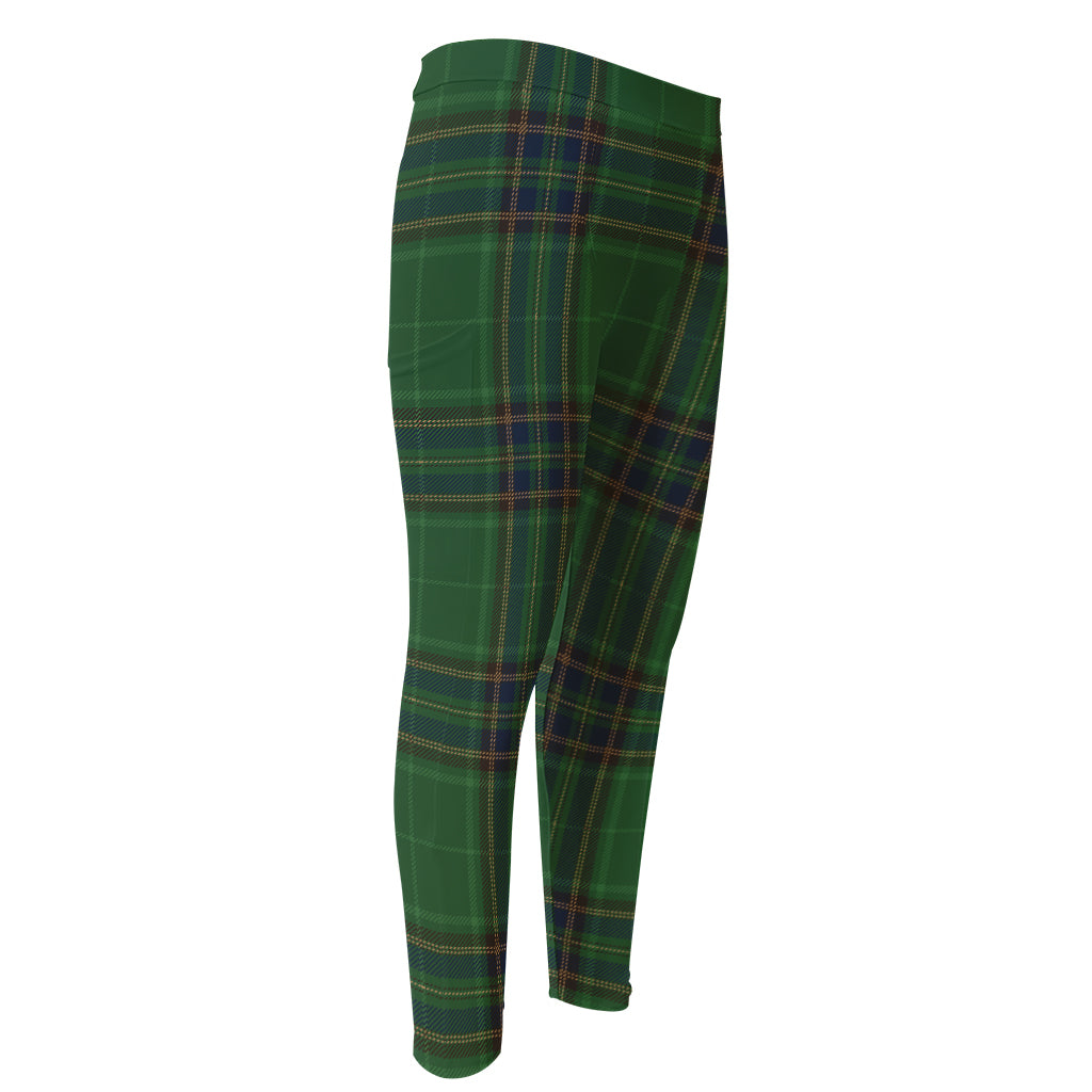 Green And Blue Stewart Tartan Print Men's Compression Pants