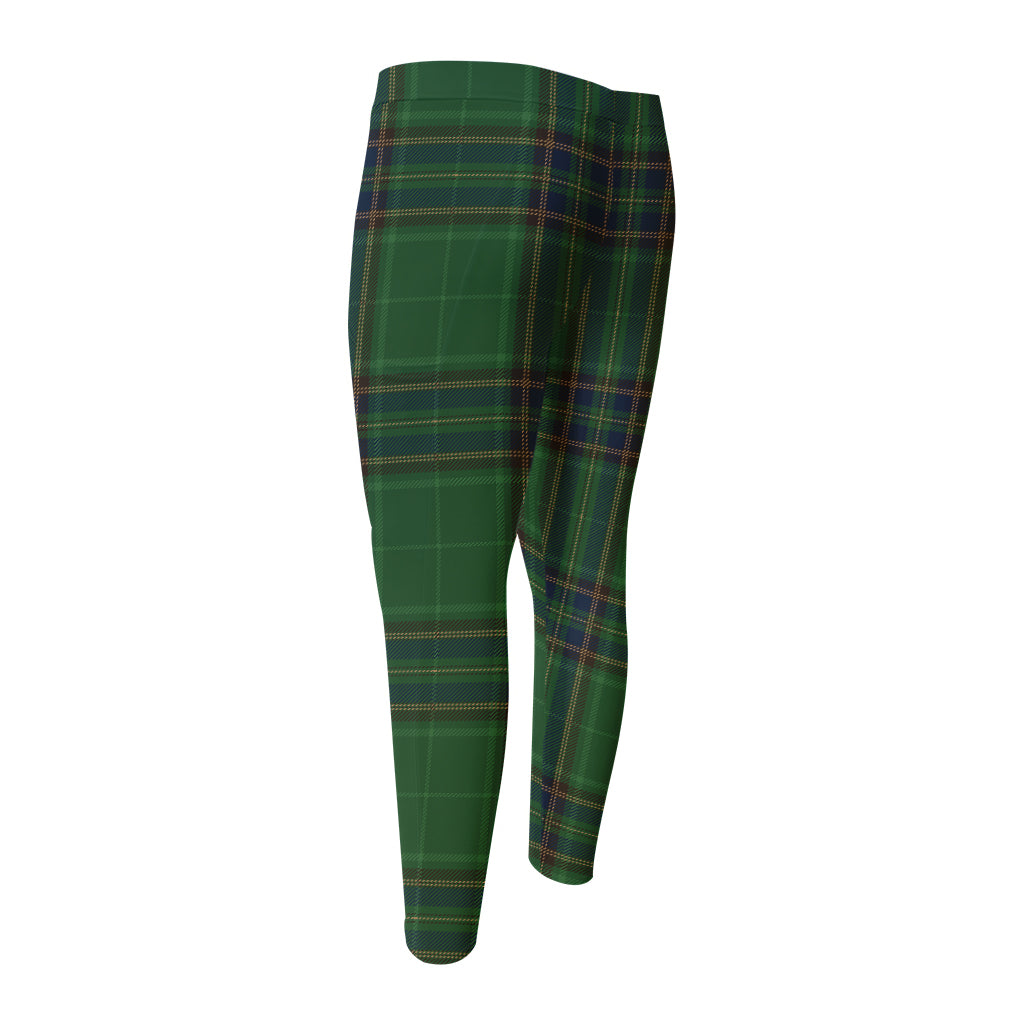 Green And Blue Stewart Tartan Print Men's Compression Pants