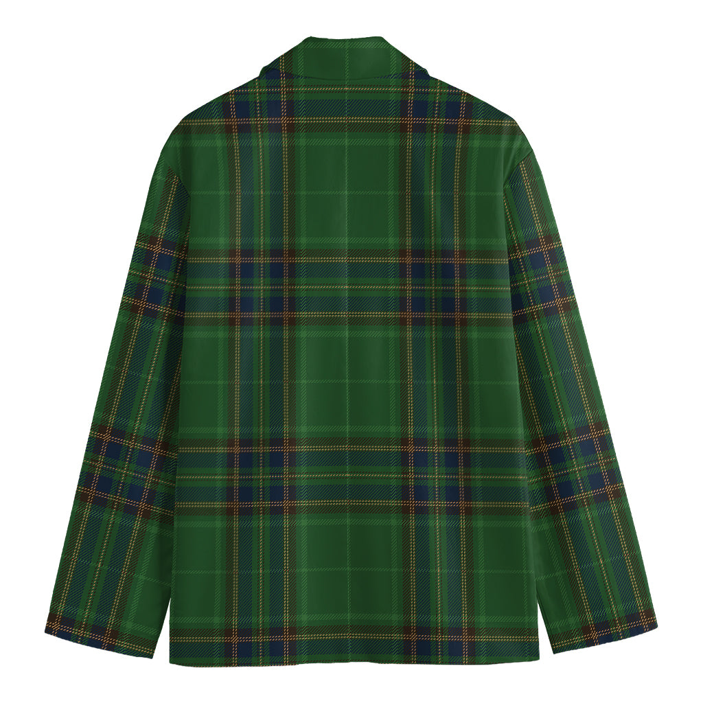Green And Blue Stewart Tartan Print Men's Cotton Blazer