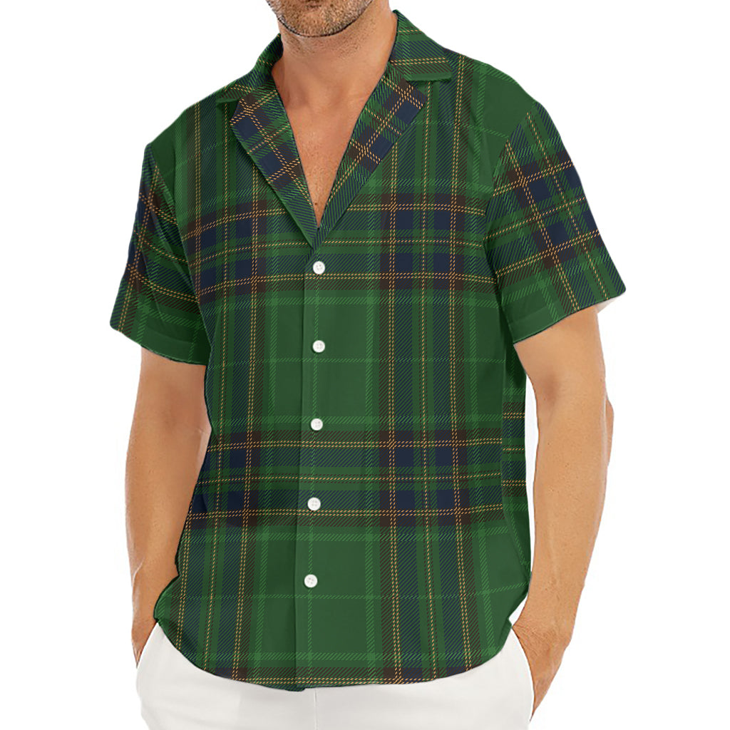 Green And Blue Stewart Tartan Print Men's Deep V-Neck Shirt