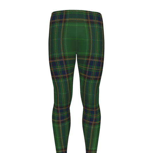 Green And Blue Stewart Tartan Print Men's leggings
