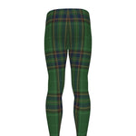 Green And Blue Stewart Tartan Print Men's leggings