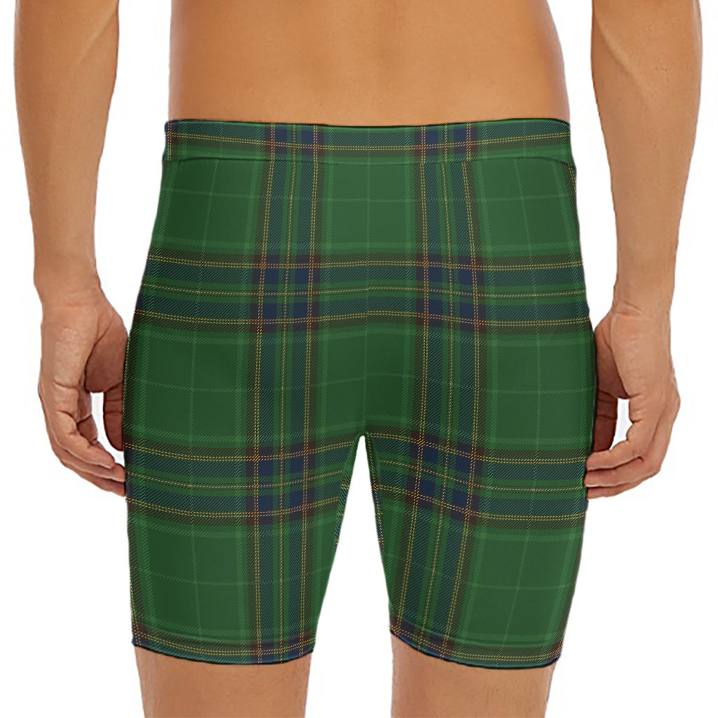 Green And Blue Stewart Tartan Print Men's Long Boxer Briefs