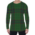 Green And Blue Stewart Tartan Print Men's Long Sleeve T-Shirt
