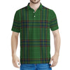 Green And Blue Stewart Tartan Print Men's Polo Shirt