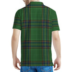 Green And Blue Stewart Tartan Print Men's Polo Shirt