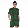 Green And Blue Stewart Tartan Print Men's Romper