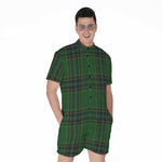 Green And Blue Stewart Tartan Print Men's Rompers