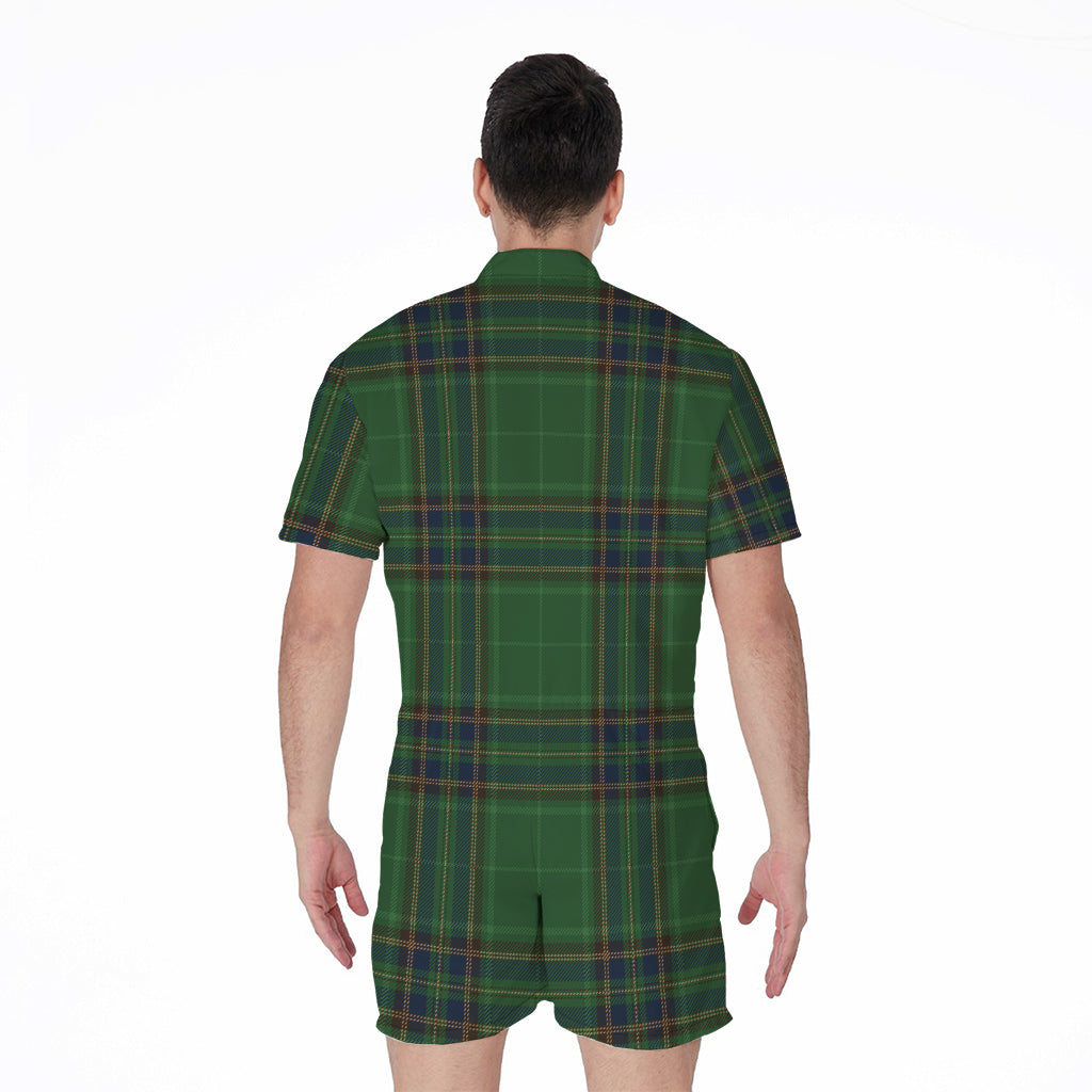 Green And Blue Stewart Tartan Print Men's Rompers