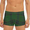 Green And Blue Stewart Tartan Print Men's Short Boxer Briefs