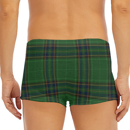 Green And Blue Stewart Tartan Print Men's Short Boxer Briefs