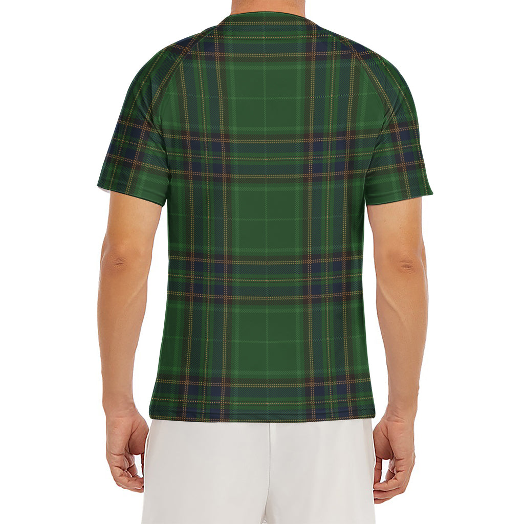 Green And Blue Stewart Tartan Print Men's Short Sleeve Rash Guard