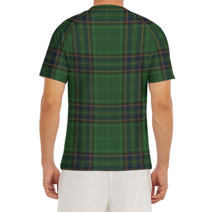 Green And Blue Stewart Tartan Print Men's Short Sleeve Rash Guard