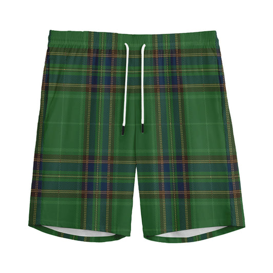 Green And Blue Stewart Tartan Print Men's Sports Shorts