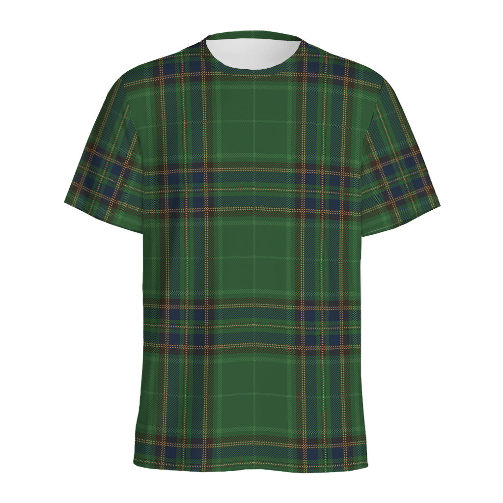 Green And Blue Stewart Tartan Print Men's Sports T-Shirt
