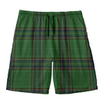 Green And Blue Stewart Tartan Print Men's Swim Trunks